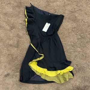 NWT! Very J dress gray with yellow accent/ruffles